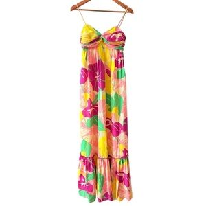 Shoshanna Tropical Print Silk Maxi Dress